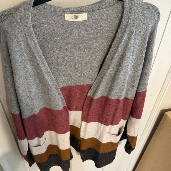 | PINQUE | Long Color Block Cardigan - Picture 4 of 8